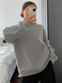 DAZY Sudadera con capucha básica de moda, informal y de felpa para mujer, nueva para otoño, con forro térmico - Gris Claro - Ver 3