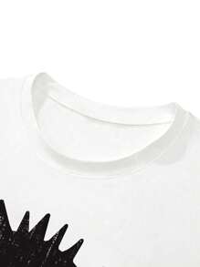 Manfinity Dauomo Camiseta casual de manga corta de cuello redondo con estampado de dibujos animados para hombre, verano