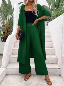 EMERY ROSE 2 件女士纯色长袖上衣和长裤套装