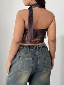 CovetEZ Plus Size Women Gradient Print Fashionable Blouse - Multicolor - View 2