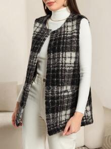Modelyn Women's High-Quality Houndstooth Vest Jacket - Multicolor - View 6