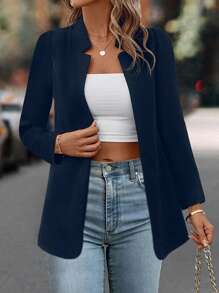 EMERY ROSE 素色開門襟外套 - 藏蓝色 - 查看 5