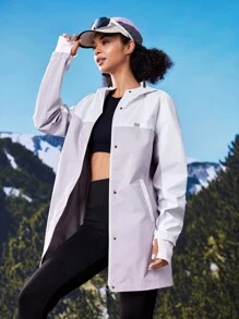 In My Nature 女士户外无氟防水连帽雨衣，适合露营、远足和城市通勤