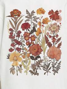 SHEIN Leap Crew 压花套装、波西米亚风野花、复古、植物套装、复古植物套装、粉彩花卉自然套装、花园爱好者礼物、2 件 Tween 女孩针织宽松字母印花运动衫和喇叭裤休闲装 - 彩色 - 查看 4