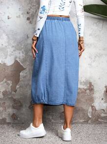 SHEIN LUNE Gonna mini in denim casual da donna, autunno