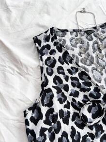 Soleia Áo ba lỗ in họa tiết nhiệt đới cổ chữ V thắt nút tay chuông WYWF dành cho nữ đi nghỉ - Nhiều màu - Xem 4