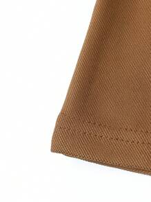 Manfinity Homme Men's Solid Color Front Button Down Long Sleeve Casual Polo Shirt - Coffee Brown - View 5