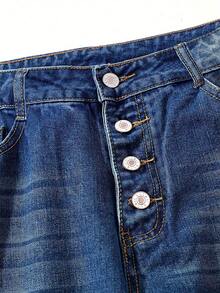 Women's Casual Washed Single-Breasted Denim Jeans