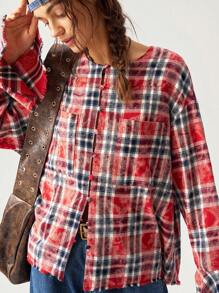 Bohemela 女士休闲格子图案度假衬衫