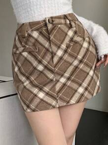 DAZY 女士优雅格子迷你裙