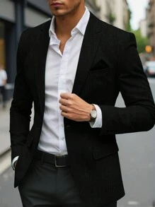 Manfinity Hypemode Blazer informal de color liso, otoñal