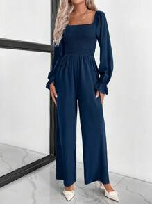 SHEIN Clasi 1pc Casual Solid Color Jumpsuit For Autumn - Royal Blue - View 5