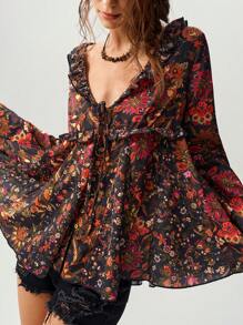 Bohemela 花卉印花女式度假衬衫