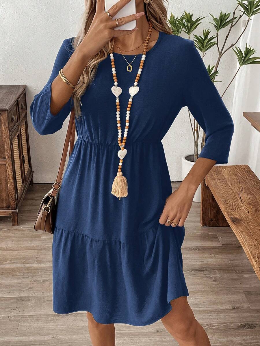 EMERY ROSE 秋季连衣裙女士连衣裙 - 适合教学、工作、商务和休闲装、西装、商务休闲装 - 藏蓝色 - 查看 1