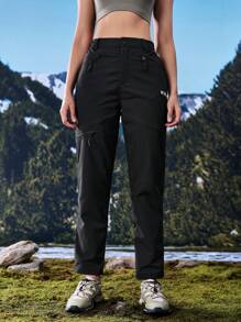 In My Nature Women's Letter Printed Zipper Pocket Outdoor Pants - Black - View 5