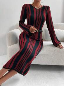 Chiquease 女士拼色花卉印花长袖毛衣连衣裙 - 彩色 - 查看 3