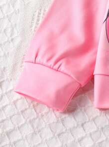 2 pièces Set veste et pantalon de survêtement avec imprimé licorne pour jeunes filles, rose