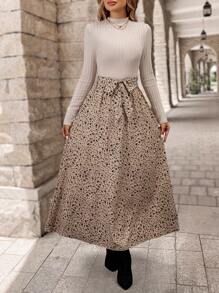 EMERY ROSE Women's Autumn Ditsy Floral Stand Collar Long Sleeve Dress