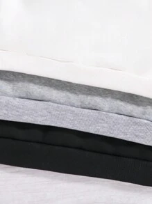 Teen Girl Casual Simple Knit Thermal Lined Loose Drop Shoulder Hoodie Sweatshirt - Multicolor - View 4