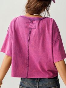 Bohemela Lässiges Damen Kurzarm T-Shirt mit rundem Ausschnitt, Dolmanärmeln und lockerer, kurzer Passform Einfarbig