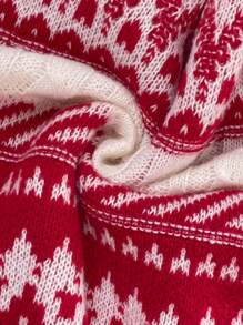 SHEIN LUNE Women's Round Neck Raglan Sleeve Long Sleeve Knit Sweater - Red - View 4