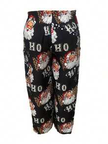 Plus Christmas Graphic Print Straight Leg Pocket Pants - Multicolor - View 2
