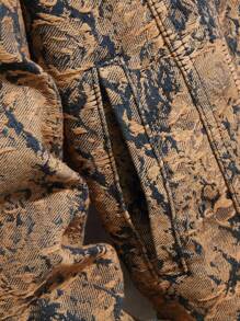 Manfinity Homme 男式全印花纽扣前口袋休闲长袖牛仔夹克 - 彩色 - 查看 5