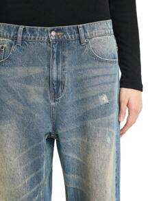 NEON BLANC 男式长款宽松阔腿牛仔裤