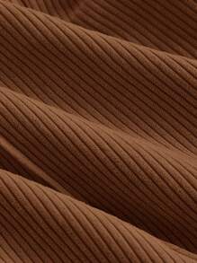 SHEIN MOD 驼色前扣背心和裤子，复古西装套装 - 駝色 - 查看 8