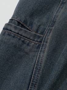 DAZY Dames effen zakje casual losse rechte pijp jeans