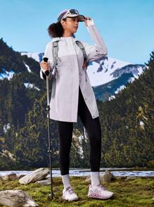 In My Nature 女士户外无氟防水连帽雨衣，适合露营、远足和城市通勤