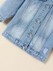Baby Girl Loose Fit Casual Denim Jacket - Light Wash - View 5
