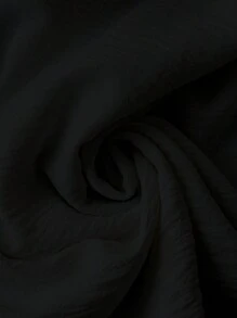 SHEIN LUNE 大码女式春秋季纯色彼得潘领宽松可爱衬衫 - 黑色 - 查看 3