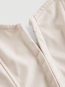 SHEIN MOD Solid PU Leather Bustier Tube Beige Breast Cup Waist Shaping Corset Top - Beige - View 3