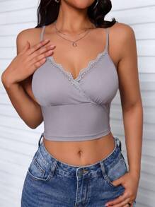 SHEIN Unity Casual Versatile Lace Trim Camisole With Padded Cups - Multicolor - View 7