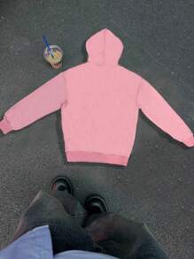 Manfinity Hypemode Men's Printed Kangaroo Pocket Hooded Sweatshirt - Pink - View 2