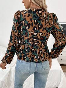 Chiquease Women's Fashion Versatile Leopard Print Tied Loose Woven Long Sleeve Casual Shirt Fall Cloth For Women - Multicolor - View 2