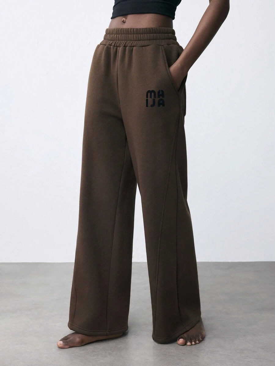 Maija Women's Casual Brown Printed Sweatpants, Autumn/Winter