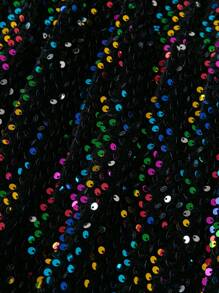 SHEIN Clasi Falda maxi con aplicaciones de lentejuelas para mujer talla grande, para otoño/invierno - Negro - Ver 4