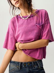 Bohemela Lässiges Damen Kurzarm T-Shirt mit rundem Ausschnitt, Dolmanärmeln und lockerer, kurzer Passform Einfarbig