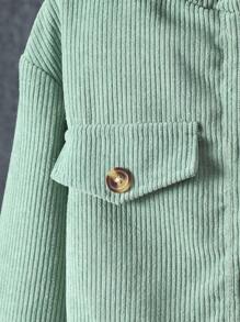 2pcs Tween Girl Solid Color Front Button Hoodie And Pants Set