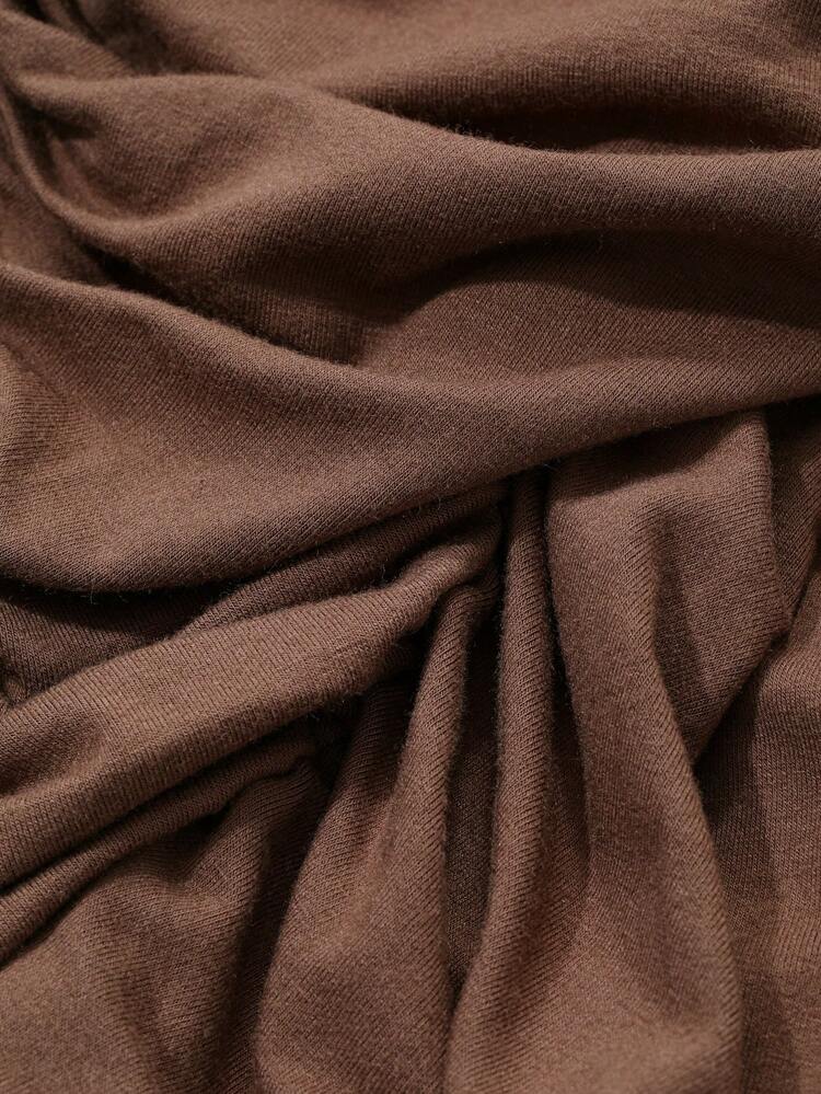 Fall Casual Solid Color Ruched Long Sleeve Tee