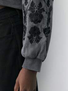 Maija Sudadera con cuello redondo de manga larga de felpa con estampado de copos de nieve gris para mujer en otoño e invierno