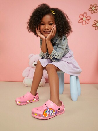 Mini mi 畅销女孩奇异的粉色彩虹花园木屐沙滩凉鞋 - 轻便、防滑、舒适