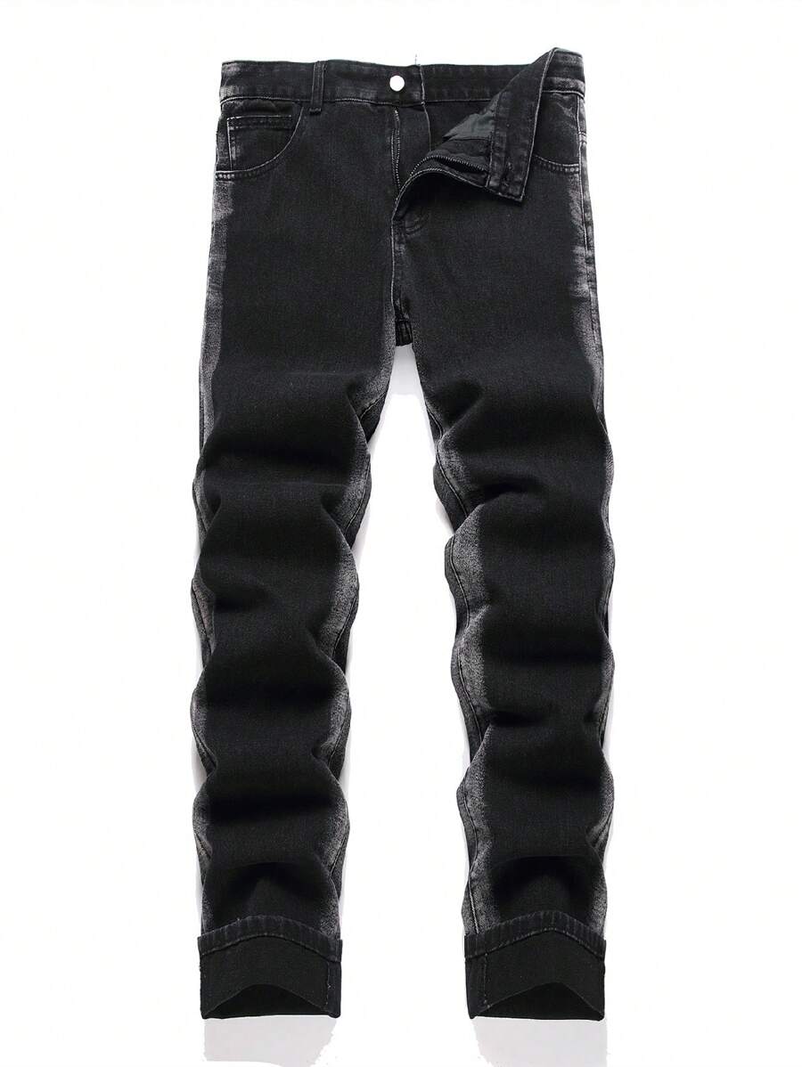 Chillumni Men's Casual Distressed Denim Jeans - Black - View 1