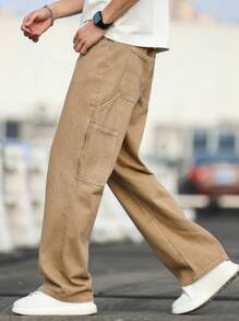 Manfinity Homme Herren Lässig Jeans in Verwaschenem Unifarben mit Gerader Beinform