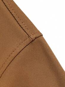 Manfinity Homme Men's Solid Color Front Button Down Long Sleeve Casual Polo Shirt - Coffee Brown - View 3