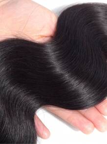 3pcs Body Wave Human Hair Bundles Virgin Hair Extension 3 Bundles Real Double Weft Hair Weave Cheap Hair Daily Use Natural Black Color - Natural Black - View 5