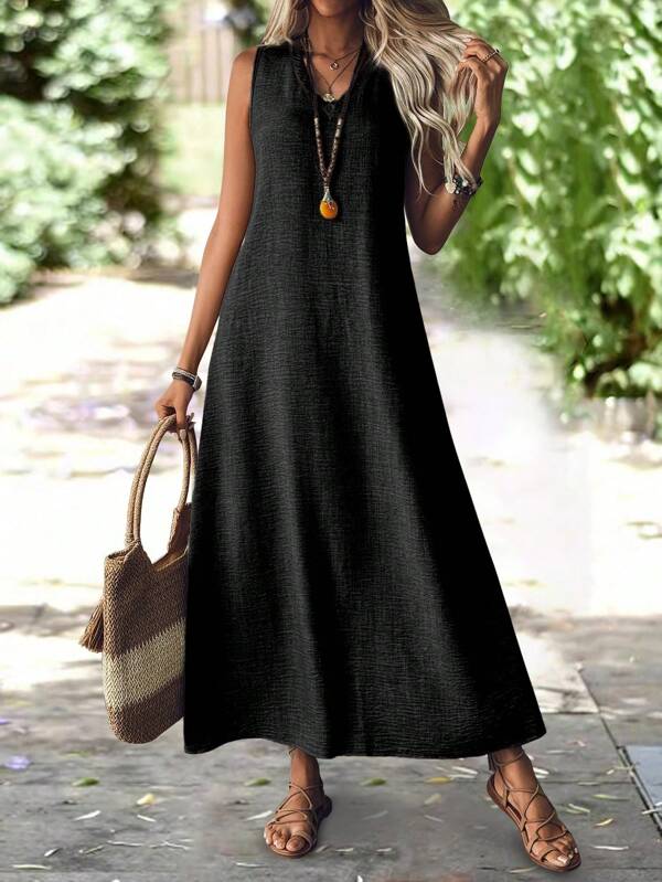 EMERY ROSE Women's Casual Sleeveless Dress, Vacation Maxi Women Outfit