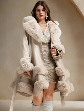 SHEIN Anewsta ファージャケット Anewsta outerwear | Fashion Anewsta outerwear | SHEIN USA